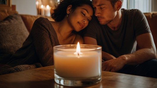 A couple enjoying the ambiance of a soy wax candle