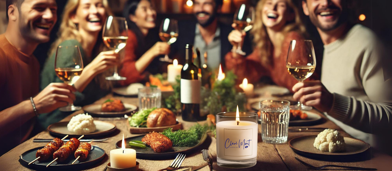 Fun dinner party with my friends and a Clare` Mont Candle